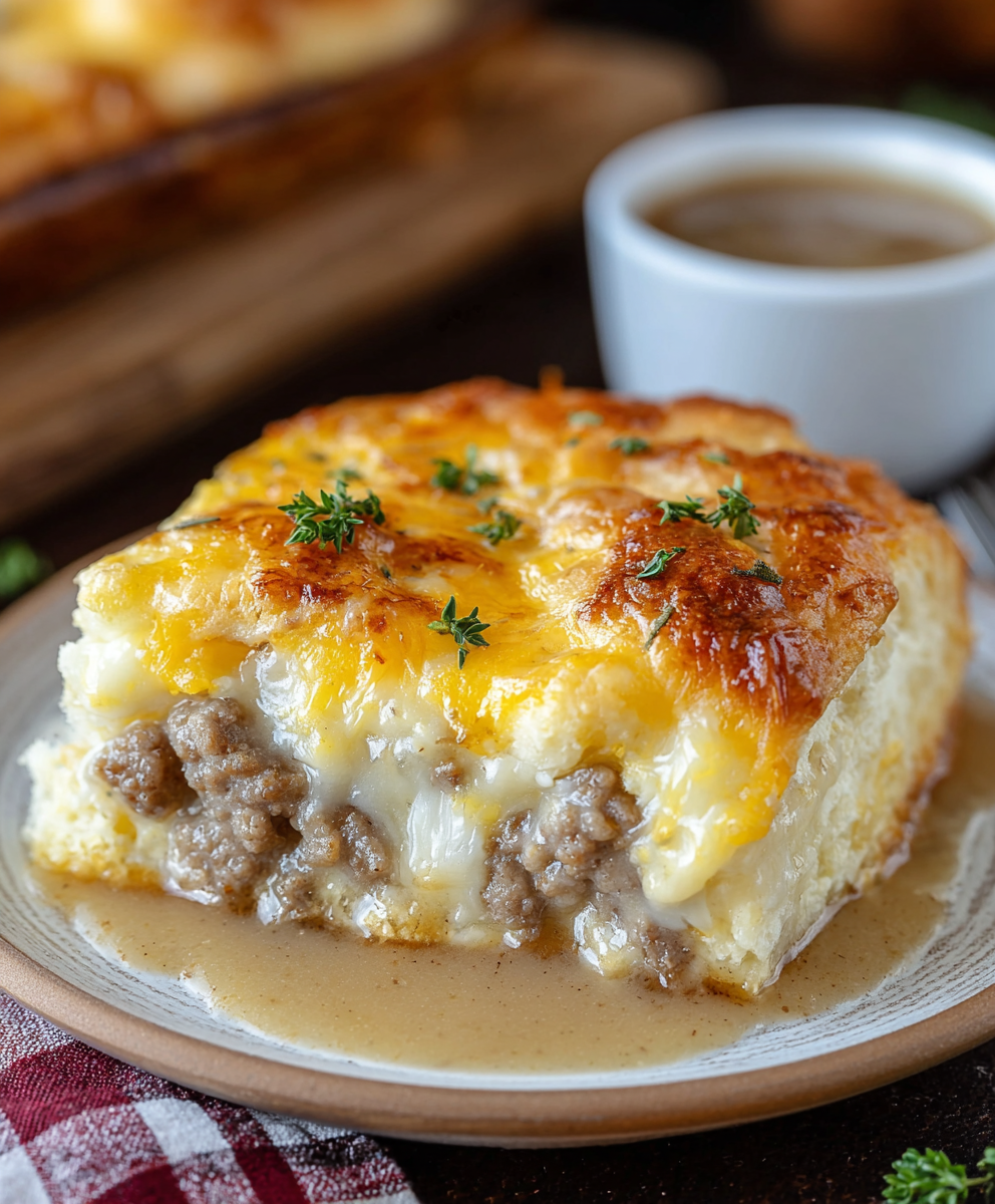Cheesy Sausage Biscuit Casserole