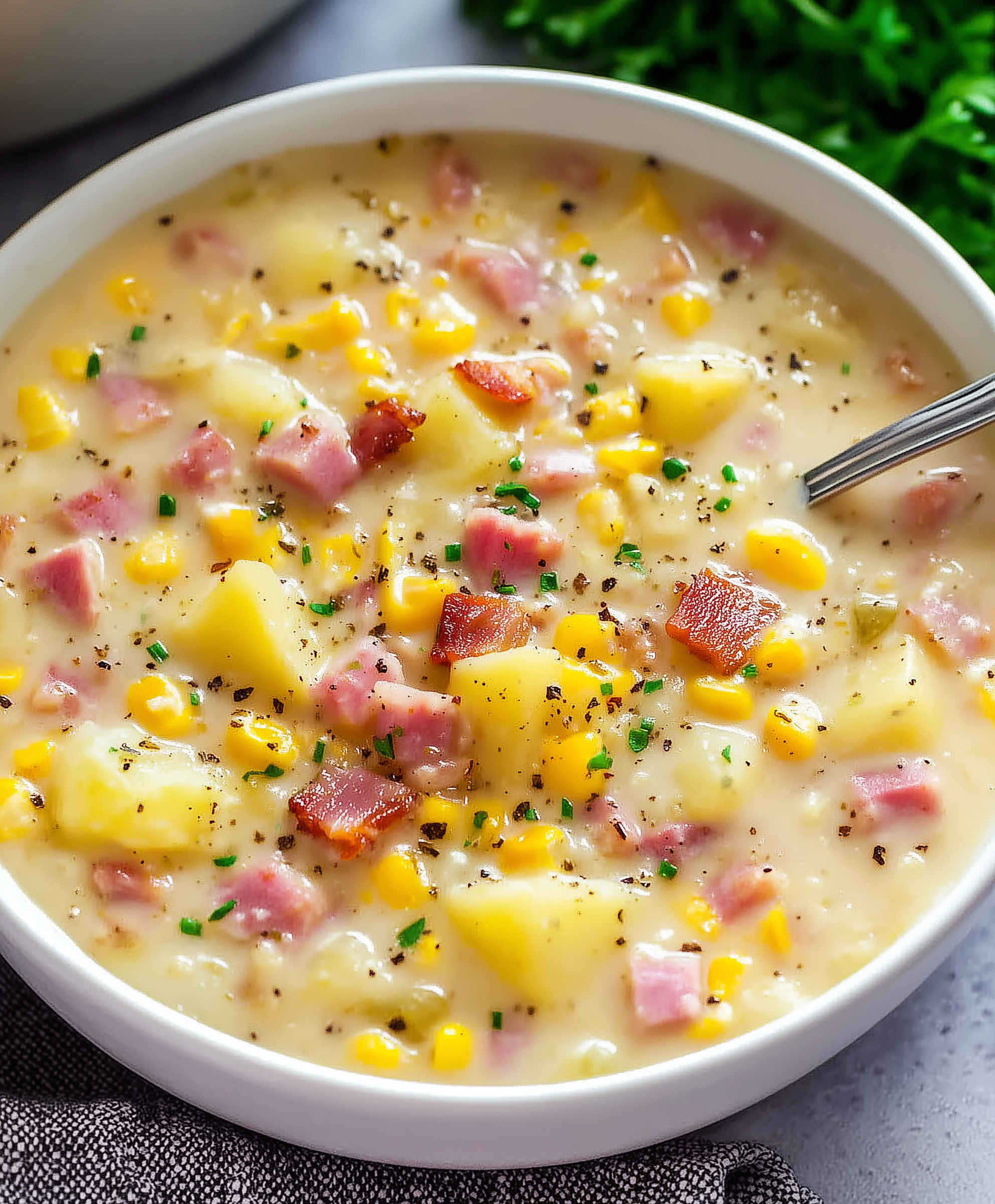 Creamy Ham Potato Corn Chowder
