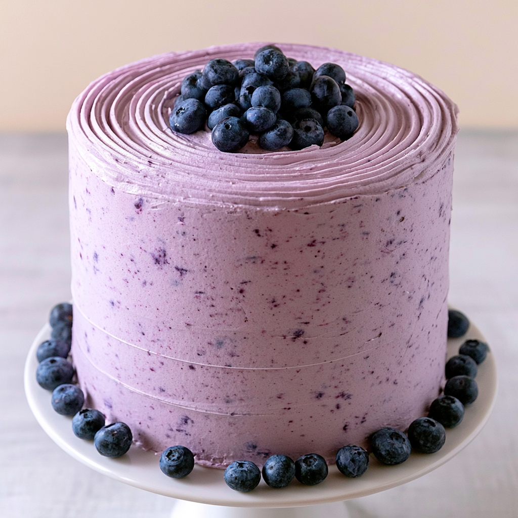 Blueberry Chiffon Cake with Whipped Cream