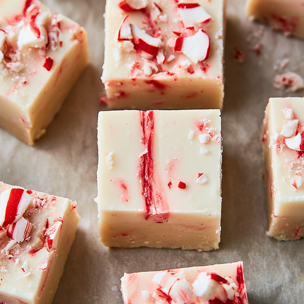 Creamy Peppermint Christmas Fudge Squares