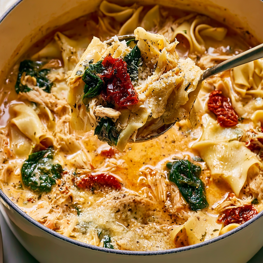 Marry Me Chicken Soup with Egg Noodles