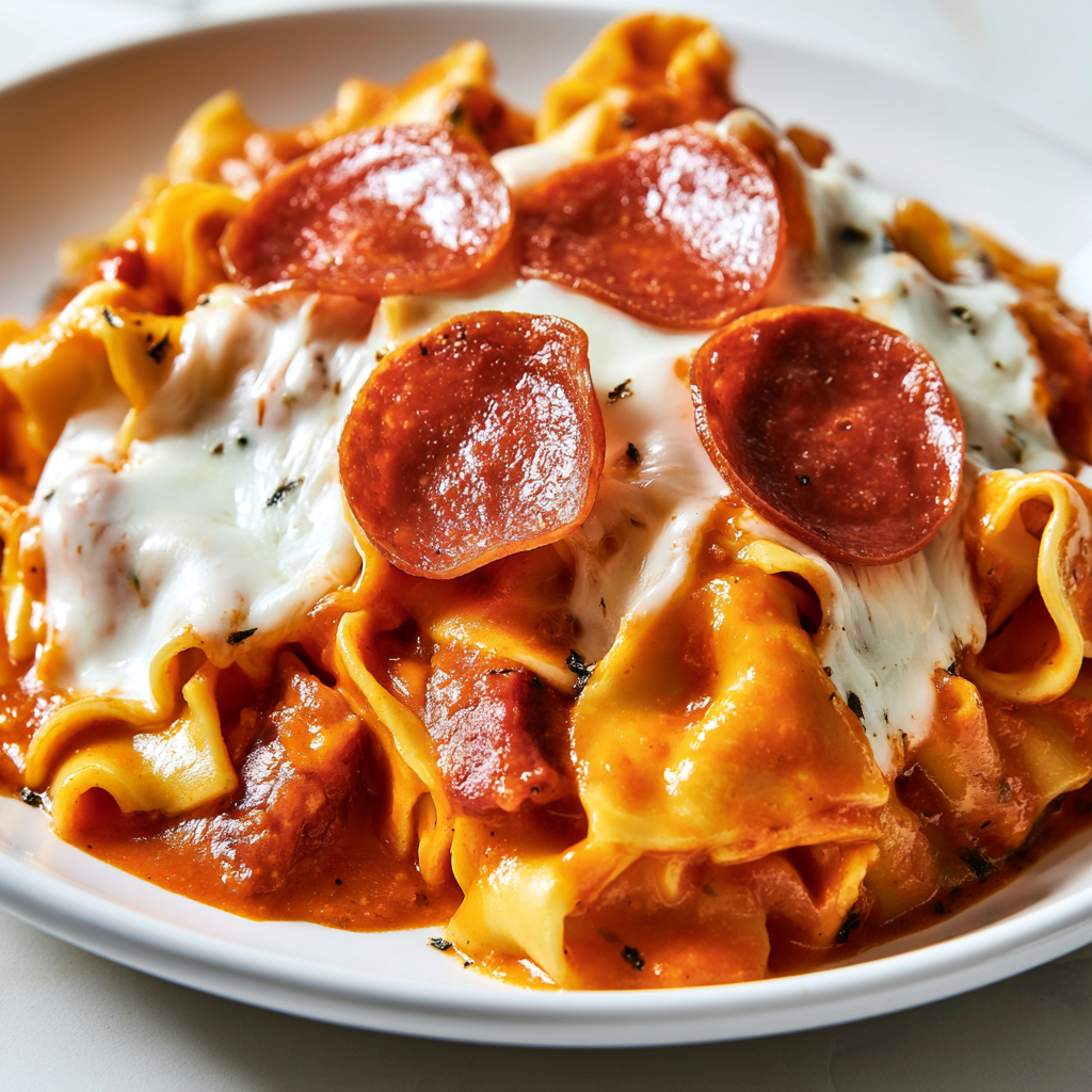 Cheesy Pizza Casserole with Noodles