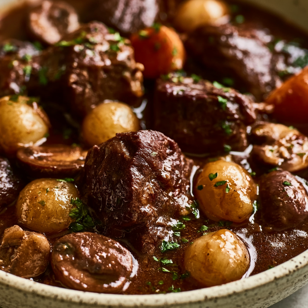 Slow Cooked Beef Bourguignon